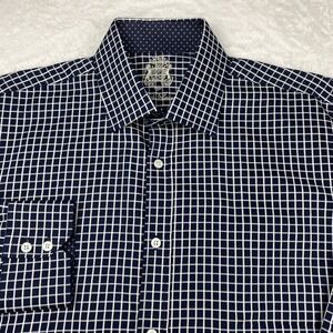 English Laundry Men's Dress Shirt 16.5 32/33 Blue White Check Long Sleeve NWOT